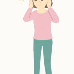 頭痛の女性のイラスト
