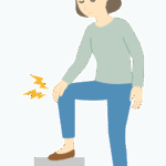 段差などの膝痛の女性のイラスト