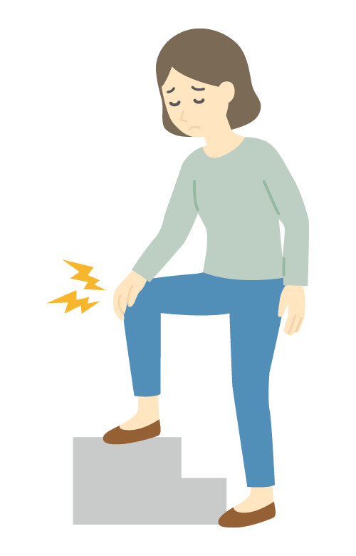 段差などの膝痛の女性のイラスト