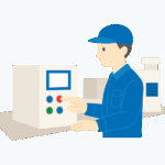 機械操作を行う作業員のイラスト