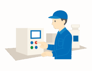 機械操作を行う作業員のイラスト