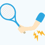 テニスによる肘の怪我のイラスト