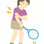 テニスによる怪我（女性）のイラスト