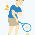 テニスによる怪我（男性）のイラスト