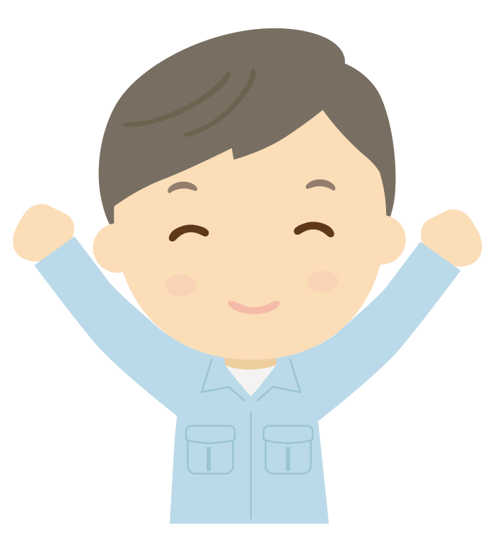 バンザイをする作業員のイラスト