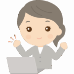 仕事で嬉しそうな表情の女性会社員のイラスト
