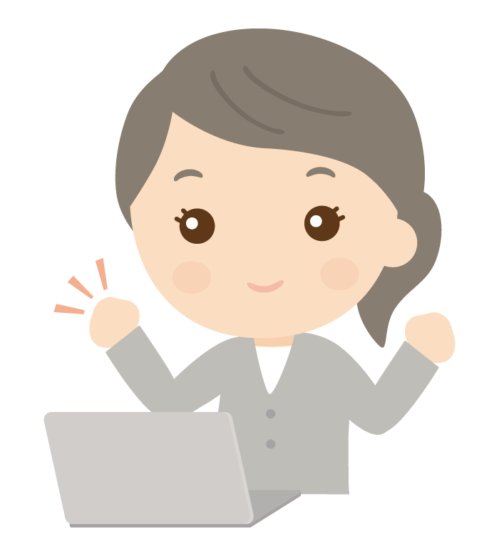 仕事で嬉しそうな表情の女性会社員のイラスト