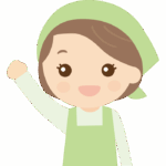 ガッツポーズの女性店員さんのイラスト