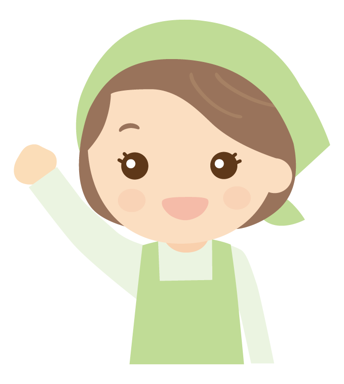 ガッツポーズの女性店員さんのイラスト