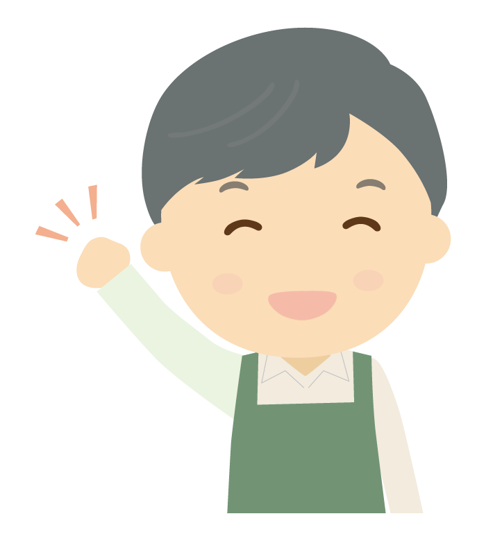 ガッツポーズの店員さんのイラスト