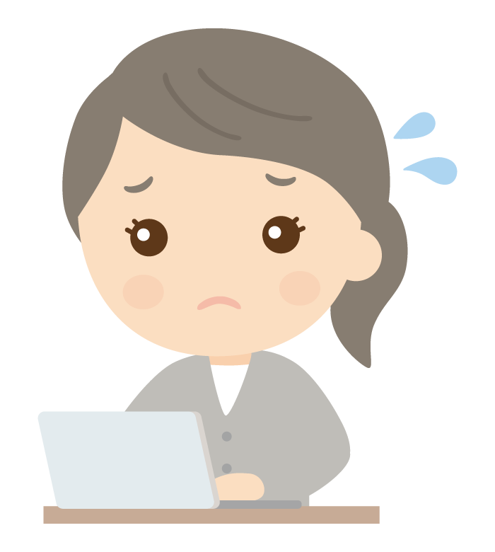焦って仕事をしている女性会社員のイラスト