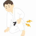 柔道で膝の怪我のイラスト