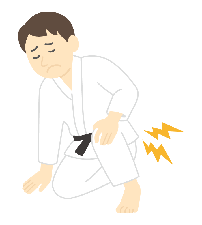 柔道で膝の怪我のイラスト