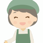 笑顔で案内をする女性店員さんのイラスト