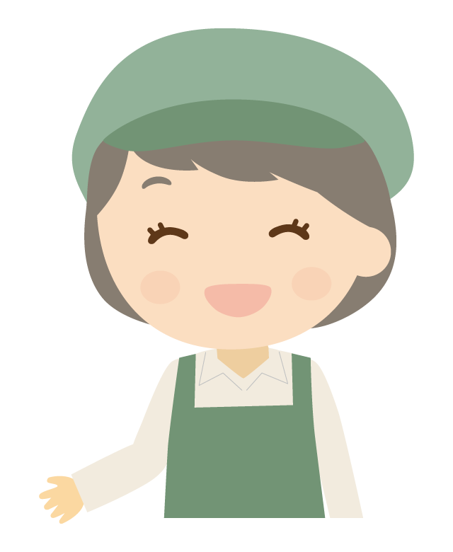 笑顔で案内をする女性店員さんのイラスト
