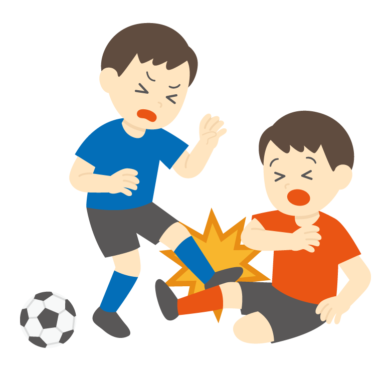 少年サッカーで接触する怪我のイラスト