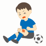 少年サッカーで擦りむき傷の怪我のイラスト