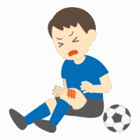 少年サッカーで擦りむき傷の怪我のイラスト