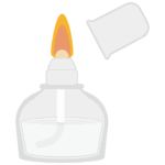 火が付いたアルコールランプのイラスト