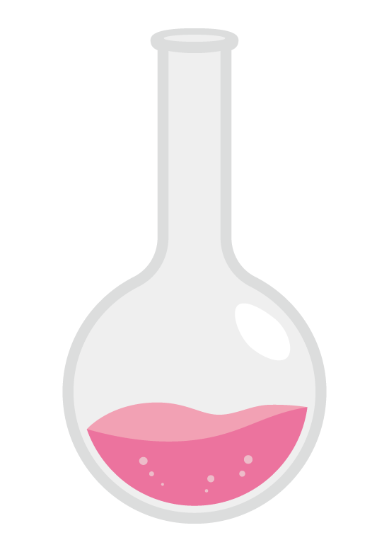 液体が入った丸底フラスコのイラスト