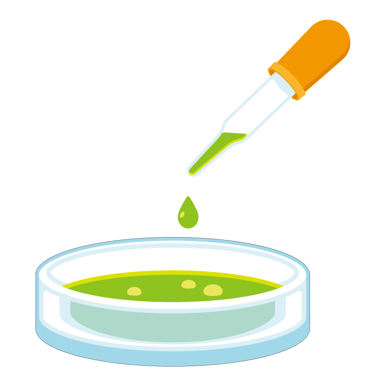 スポイトとシャーレのイラスト