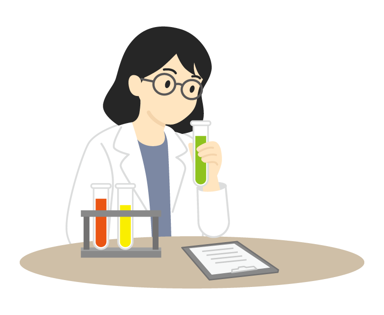研究をしている女性のイラスト
