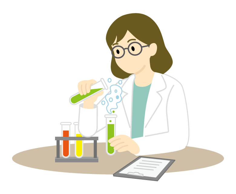 研究や実験を行っている女性のイラスト