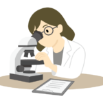 顕微鏡を覗いている女性のイラスト