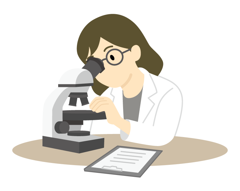 顕微鏡を覗いている女性のイラスト