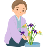 生け花をする男性のイラスト