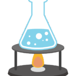 火と三角フラスコのイラスト