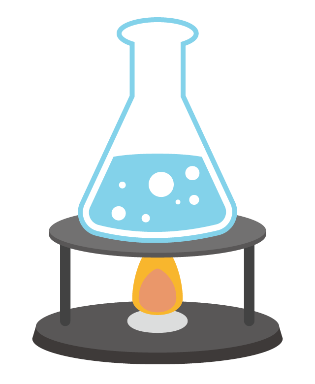火と三角フラスコのイラスト
