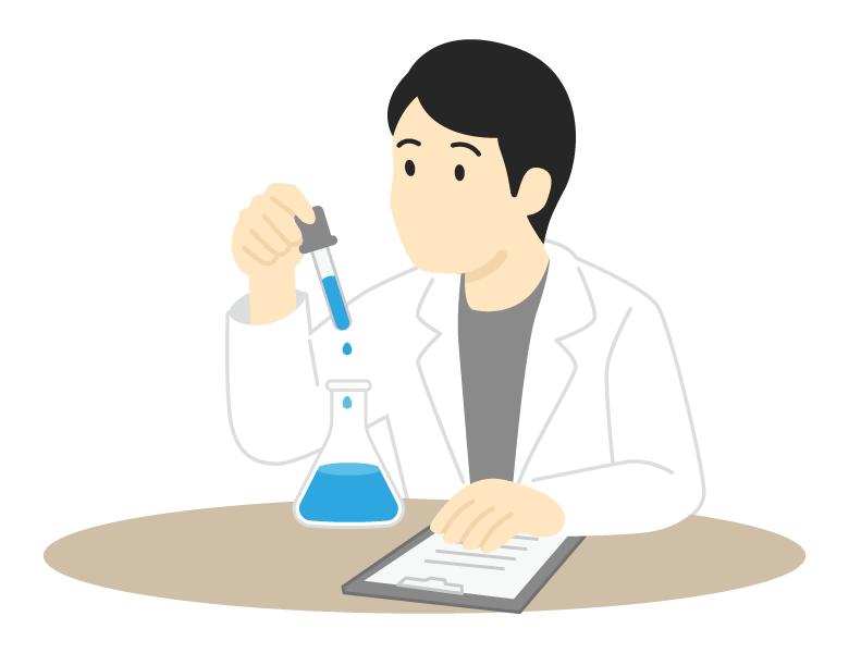 研究をしている男性のイラスト