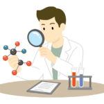 研究や実験を行っている男性のイラスト