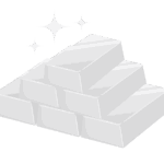 たくさんの銀の延べ棒（シルバーバー）のイラスト