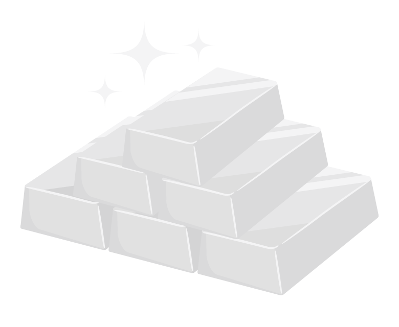 たくさんの銀の延べ棒（シルバーバー）のイラスト