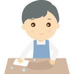 テーブルを拭く男性のイラスト