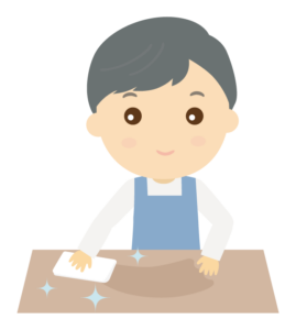 テーブルを拭く男性のイラスト | 無料のフリー素材 イラストエイト