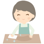 テーブルを拭く女性のイラスト
