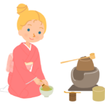 茶道でお茶をたてる外国人のイラスト