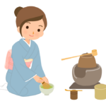 茶道でお茶をたてる女性のイラスト