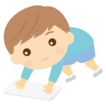 雑巾がけをする子ども（男の子）のイラスト