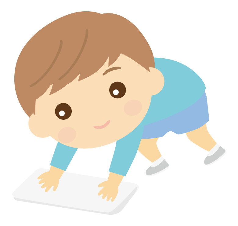 雑巾がけをする子ども（男の子）のイラスト