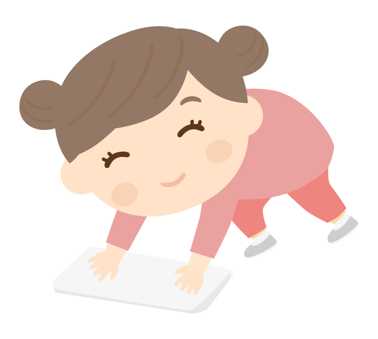 雑巾がけをする子ども（女の子）のイラスト