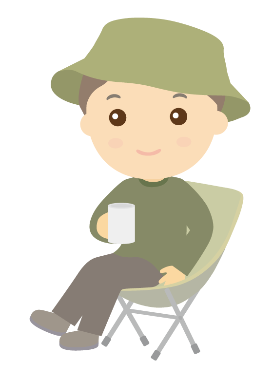 キャンプチェアでくつろぐ男性のイラスト