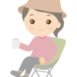 キャンプチェアでくつろぐ女性のイラスト