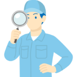 検査をしているイメージの作業員のイラスト