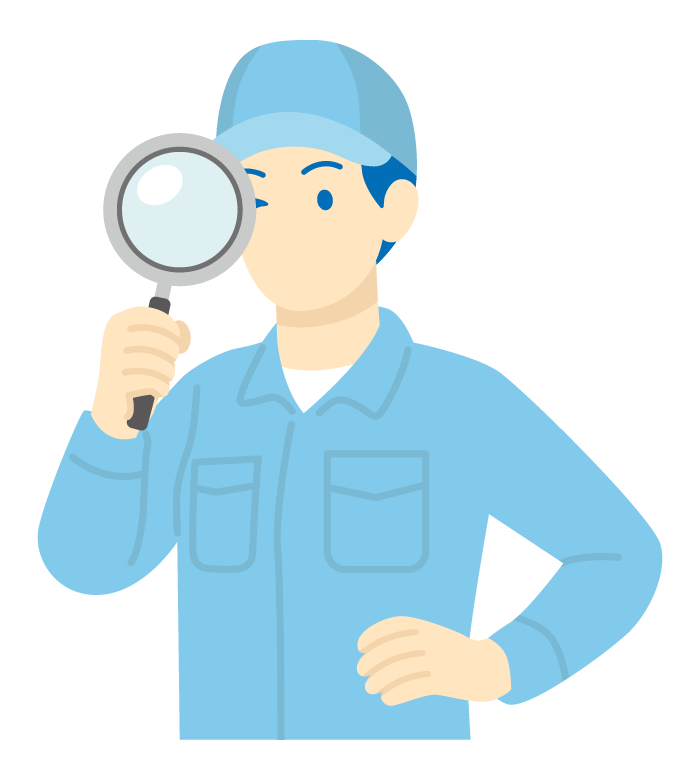 検査をしているイメージの作業員のイラスト