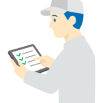 確認作業をする作業員のイラスト