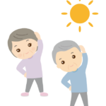 体操をする年配夫婦のイラスト